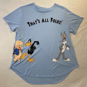 Blue Looney Tunes That’s All Folks Women’s T-Shirt
